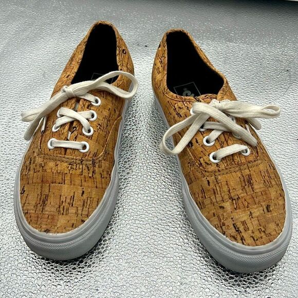VANS cork print fabric rubber sole sneakers size 6.5 - Picture 1 of 5